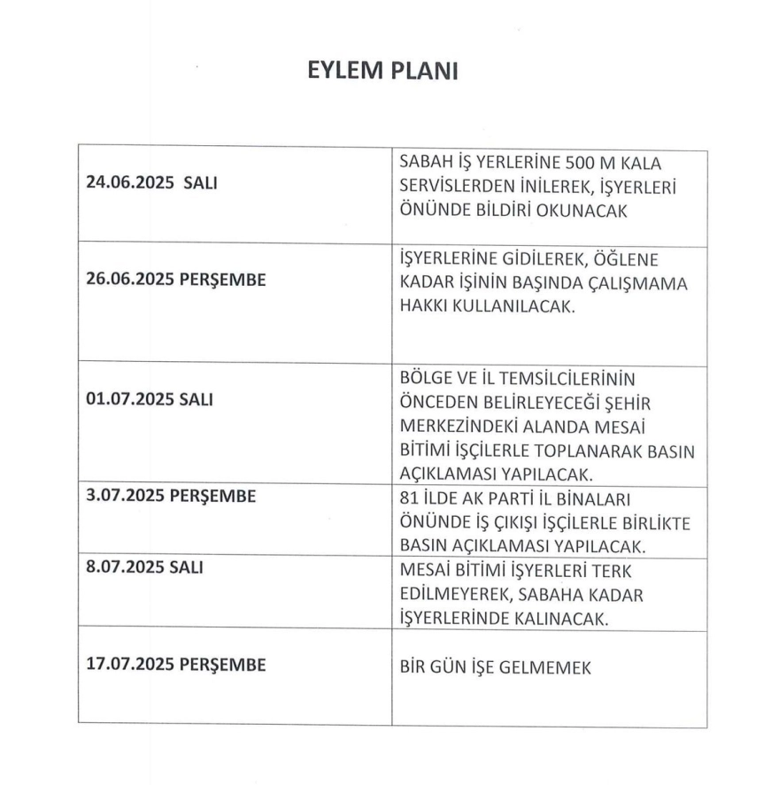 TÜRK-İŞ, 6 Eylemle Genel Grev Sinyali Verdi