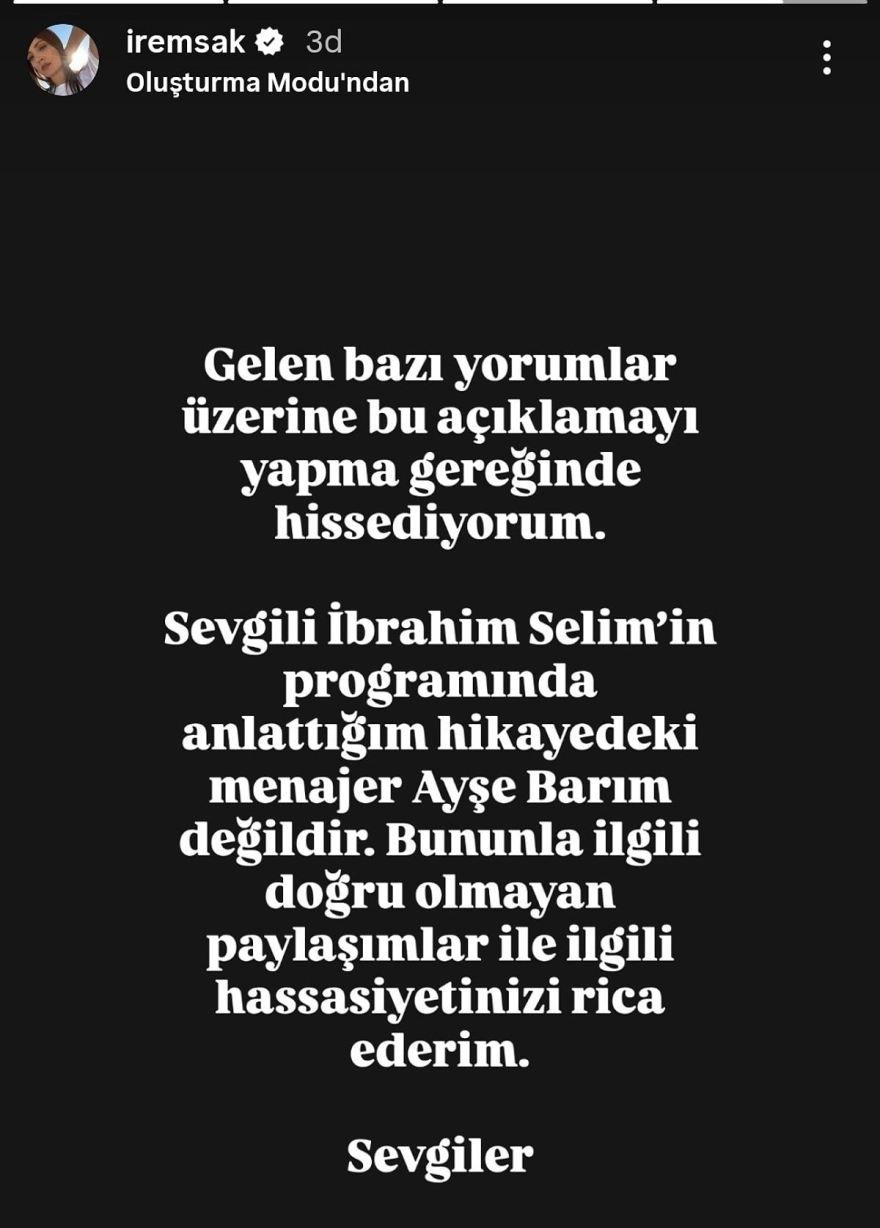 İrem Sak'tan İtiraf Sonrası Ortaya Atılan İddiaya Net Cevap