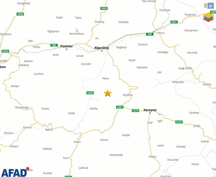 Erzurum'da 4,1 büyüklüğünde sarsıntı kaydedildi