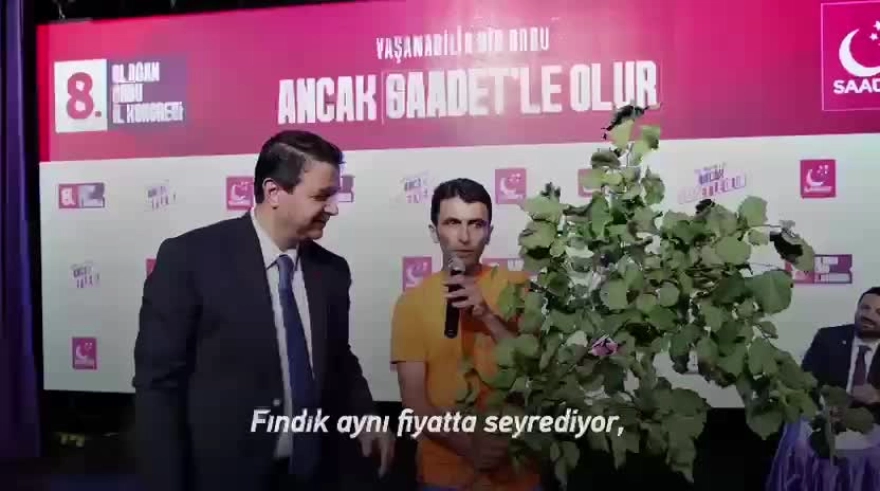 Saadet Partisi Genel Başkanı Mahmut Arıkan, Türkiye'nin dünya fındık üretiminin %75'ini karşıladığını ancak 150 milyar dolarlık pazarın sadece 2,5 milyar dolarının Türkiye'ye düştüğünü belirtti.