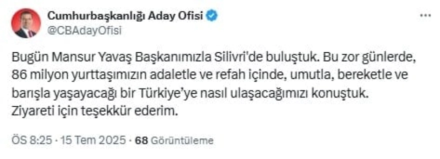 İmamoğlu'ndan Mansur Yavaş Görüşmesi