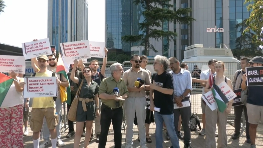 Basın örgütleri İsrail Konsolosluğu önünde Filistinli gazetecilere destek protestosu düzenledi