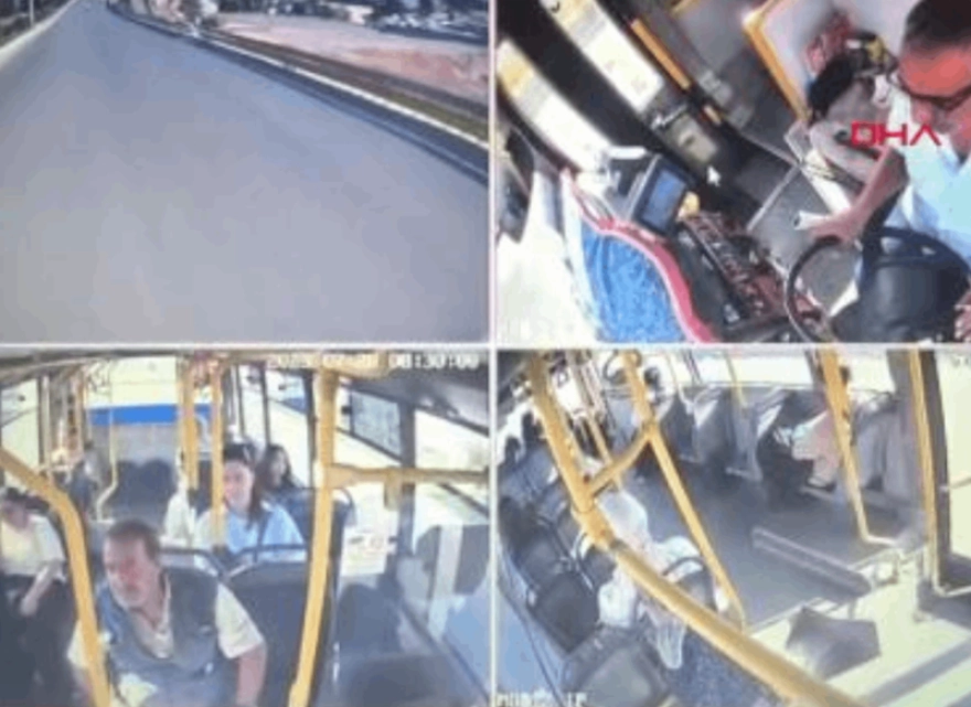 Yolcu, kalp krizi geçiren otobüs şoförünün neden olabileceği kazayı engelledi