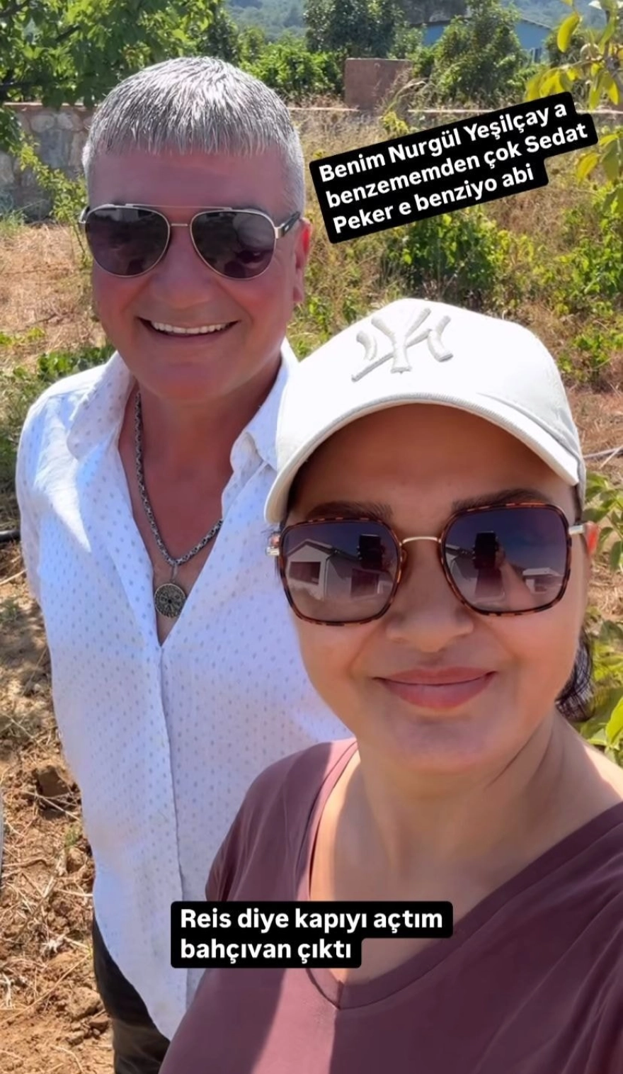 Nurgül Yeşilçay'ın bahçıvanı, Sedat Peker'e olan benzerliğiyle şaşırttı.