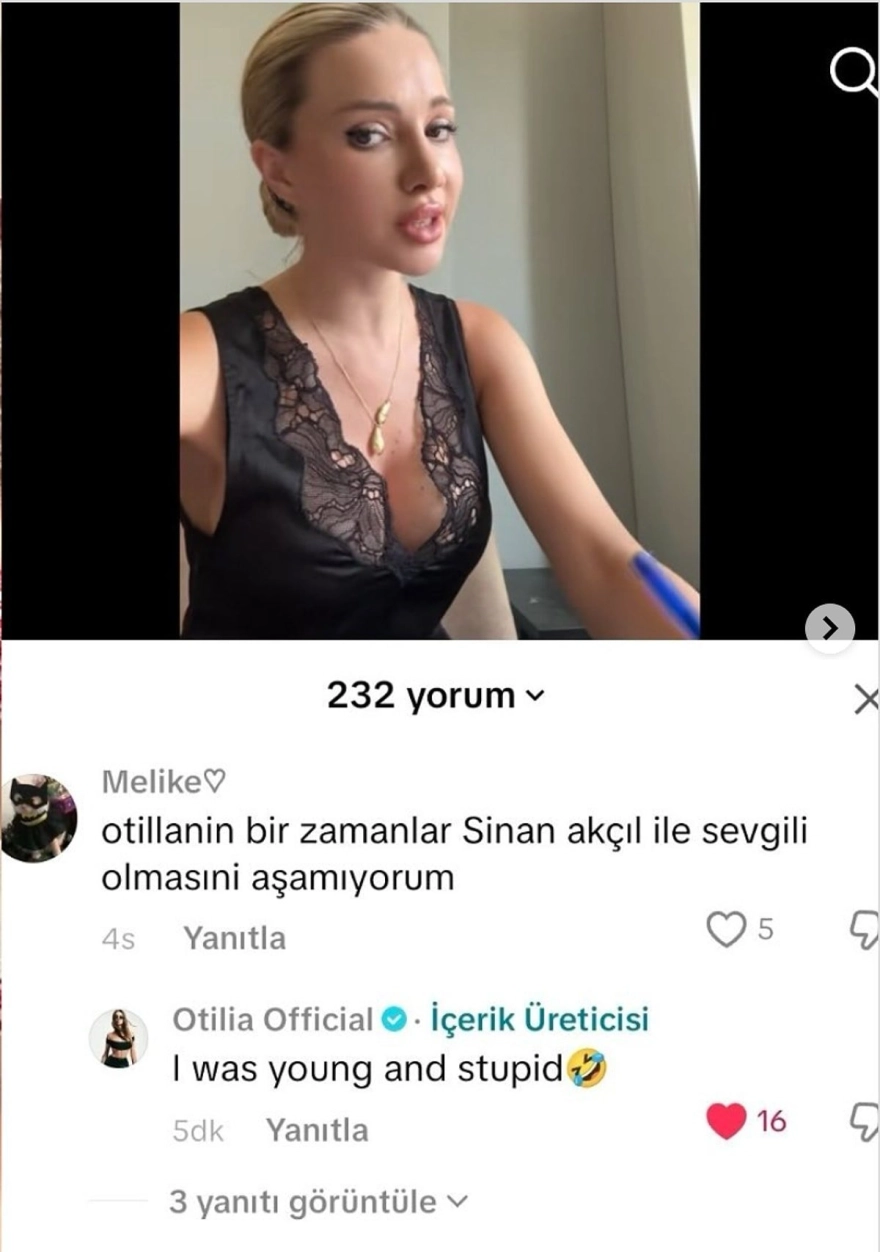 Otilia'nın 'Genç ve aptaldım' sözü, eski sevgilisi Sinan Akçıl'ı sinirlendirdi.
