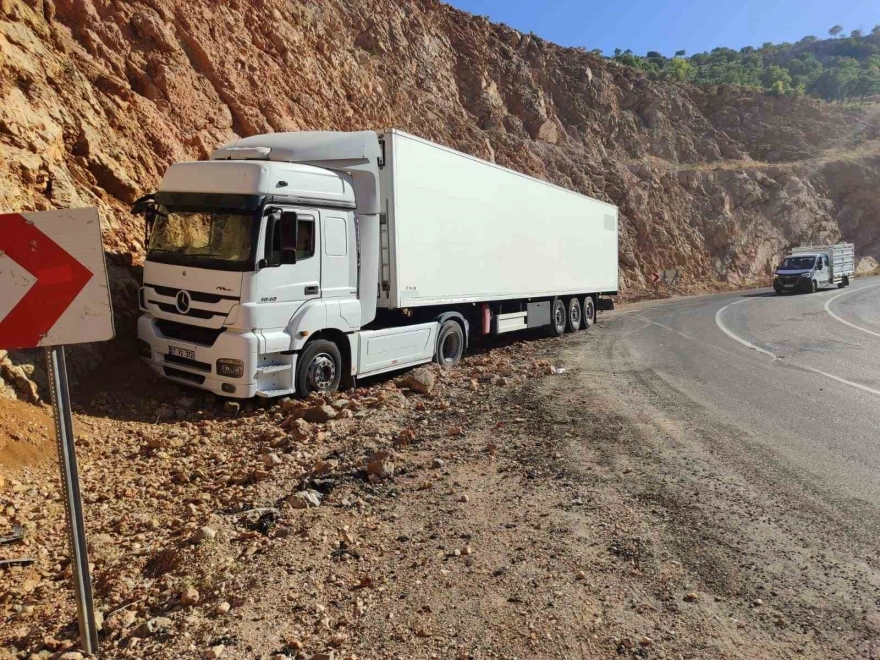 İliç'te tır kontrolden çıkarak yoldan çıktı